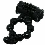 Baile Sweet Ring czarny silikonowy pierścień intymny z podwójnym stymulatorem, ABS, LRR41