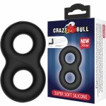 Crazy Bull Double Ring silikonowy medyczny podwójny pierścień anatomiczny 8,5 cm, czarny