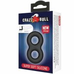 Crazy Bull Double Ring silikonowy medyczny podwójny pierścień anatomiczny 8,5 cm, czarny