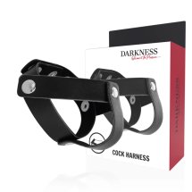 Darkness skórzany pierścień regulowany z metalowymi detalami, uniwersalny rozmiar