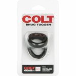 CalExotics Colt Snug Tugger czarny elastyczny pierścień anatomiczny TPR, podwójny system