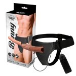 Harness Attraction Benny Hollow System – Zestaw z Wibratorem 15 cm, Pusta Komora, Beżowy