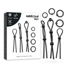 Addicted Toys Zestaw 7 Elastycznych Pierścieni Silikonowych, Czarny, Uniwersalne Rozmiary