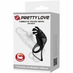 Pretty Love Ruben czarny silikonowy pierścień wibrujący, 7 trybów, podwójna konstrukcja USB