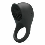 Pretty Love Licking Ring silikonowy pierścień wibrujący, USB, czarny, 12 trybów