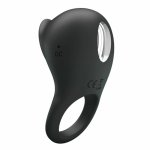 Pretty Love Licking Ring silikonowy pierścień wibrujący, USB, czarny, 12 trybów