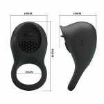 Pretty Love Licking Ring silikonowy pierścień wibrujący, USB, czarny, 12 trybów