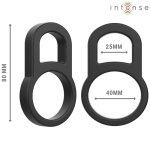 Intense Bobby – podwójny silikonowy pierścień anatomiczny, czarny, 8 cm, ergonomiczny
