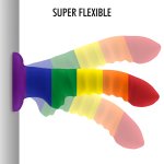 Mythology Colby Pride M – Silikonowy model anatomiczny z przyssawką, tęczowy, 17 cm