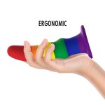 MYTHOLOGY KUNO Pride M – Silikonowy model z wibracją, tęczowy, magnetyczne ładowanie, 15,5 cm