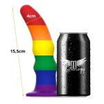 MYTHOLOGY KUNO Pride M – Silikonowy model z wibracją, tęczowy, magnetyczne ładowanie, 15,5 cm