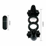 Baile Sweet Ring podwójny system wibracyjny z królikiem, czarny, silikon medyczny, ABS