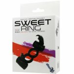 Baile Sweet Ring podwójny system wibracyjny z królikiem, czarny, silikon medyczny, ABS