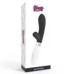 Glossy Jackson Czarny – silikonowy masażer królik, 10 trybów, 12 cm, podwójny napęd