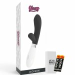 Glossy Jackson Czarny – silikonowy masażer królik, 10 trybów, 12 cm, podwójny napęd