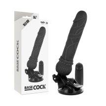 BASECOCK Model Black 19.5 cm – elastyczny wibrator TPE z pilotem przewodowym, przyssawka