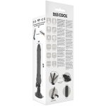BASECOCK Model Black 19.5 cm – elastyczny wibrator TPE z pilotem przewodowym, przyssawka