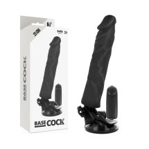 BASECOCK Wibrator Czarny 21 cm – elastyczny model TPE, pilot przewodowy, przyssawka