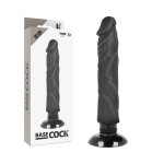 BASECOCK Wibrator Czarny 2w1 Anatomiczny 20 cm – elastyczny TPE, przyssawka, regulacja