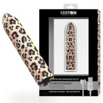 CalExotics Custom Bullets Leopard – mini masażer 10 trybów, magnetyczny port USB, silikon