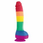 NS Novelties Pride Edition Model Rainbow 19 cm silikon medyczny, satynowa powierzchnia, tęczowy design