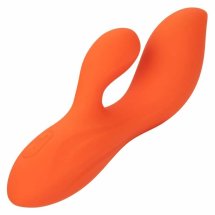 CalExotics Stella Dual Teaser Pomarańczowy – Masażer podwójny, 12 trybów, płynny silikon
