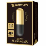 Pretty Love Jajko Masażujące Złote – silikonowe, 12 trybów, akumulator USB, wodoodporne
