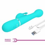 Pretty Love Dejon Rabbit 3w1 Masażer Aqua Green Silikon Medyczny Magnetyczny USB