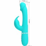Pretty Love Dejon Rabbit Aqua Green Wibrujący Masażer Intymny 3w1 7 Trybow Magnetyczny