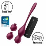 Satisfyer Love Birds Vary Kulki Treningowe Wibrujące Wine Red 12 Trybow Aplikacja