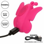 CalExotics Neon Vibes Flutter Vibe rożowy – kompaktowy stymulator z 10 trybami, magnetyczny system, wodoodporny