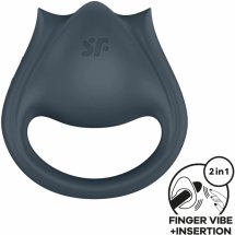 Satisfyer Perfect Pair 2 Grey – model 2w1: pierścień anatomiczny i stymulator palcowy, 12 programów, IPX7