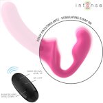 Intense Amy – podwojny model wibrujący 20 cm, rożowy, 10 trybow, pilot, silikon medyczny, USB