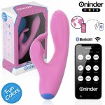 ONINDER Cute Love Bunny – wibrator z podwójną stymulacją, aplikacja, różowy 14,5 cm, silikon medyczny
