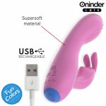 ONINDER Cute Love Bunny – wibrator z podwójną stymulacją, aplikacja, różowy 14,5 cm, silikon medyczny