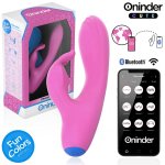 ONINDER Cute Love Bunny – wibrator z podwójną stymulacją, aplikacja, różowy 14,5 cm, silikon medyczny