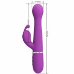 Pretty Love Dejon 3w1 – masażer silikonowy, dwa silniki, 7 trybów, 4 ruchy, fioletowy, magnetyczny USB