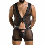 Passion William Black komplet L/XL – elegancka bielizna PU/Polyester, certyfikat Oeko-Tex