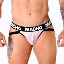 Macho MX26X1 Jockstrap Grid biały L – półprzezroczysta siateczka, anatomiczne wsparcie