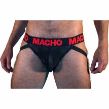 Macho MX26X2 Jockstrap czarno-czerwony S – elastyczny, półprzezroczysty, anatomiczny krój