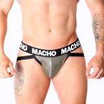 Macho MX27GR Jock szary-beżowy XL – elastyczny materiał imitujący skórę, kolekcja FETISH