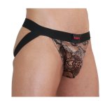 BURN Jock Snake Czarny L – stylowy pas biodrowy, elastyczny materiał, transparentne akcenty