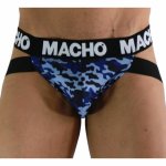 MACHO MX28MA Jockstrap Military Blue S – anatomiczny, elastyczny krój, podwójne paski