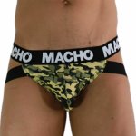 MACHO MX28MV Jockstrap Military Green S – anatomiczny, oddychający, podwójne tylne pasy