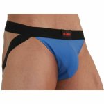 BURN Jockstrap 008 Niebiesko-Czarny L – pas biodrowy z elastycznej tkaniny, designerski wygląd