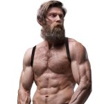 Fetish Submissive Attitude uprząż męska z eko-skóry, regulowana, czarna – anatomiczny model