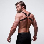 Fetish Submissive Attitude uprząż męska z eko-skóry, regulowana, czarna – anatomiczny model