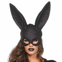 Leg Avenue maska królika brokatowa Masquerade czarna – imprezowy model z długimi uszami