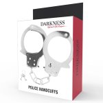 Darkness Metalowe Kajdanki z Kluczykami i Łańcuszkiem – Wytrzymała Konstrukcja Srebrna