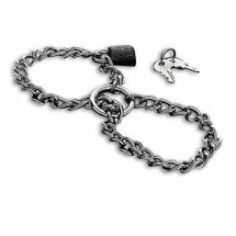 Metal Hard Stalowe Kajdanki z Łańcuchem – Model Regulowany 54 cm, Kłódka
